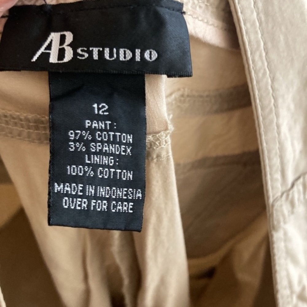 Ab studio tan pant with zipper & pockets detail casual size 12 - Picture 11 of 12